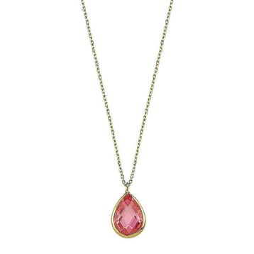 Altın Pink Topaz 1.2 cm Taşlı Kolye