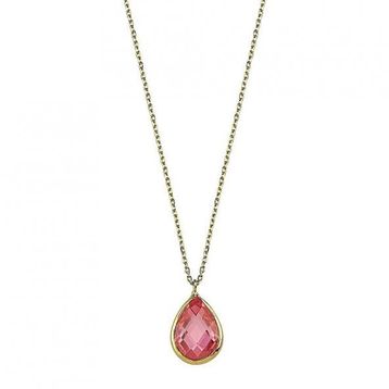 Altın Pink Topaz 1.2 cm Taşlı Kolye