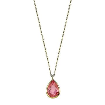 Altın Pink Topaz 1.2 cm Taşlı Kolye