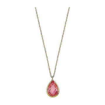 Altın Pink Topaz 1.2 cm Taşlı Kolye