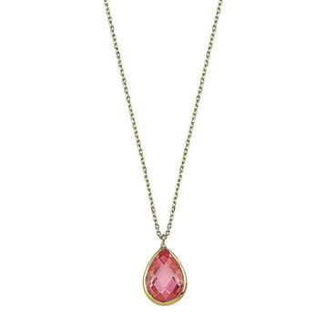 Altın Pink Topaz 1.2 cm Taşlı Kolye