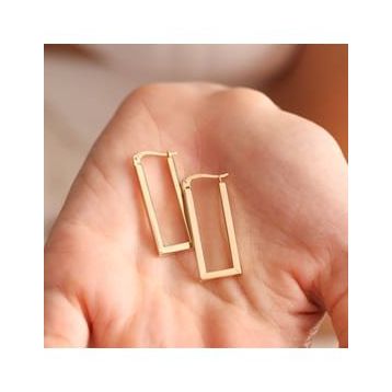 Altın Rectangle Halka Küpe