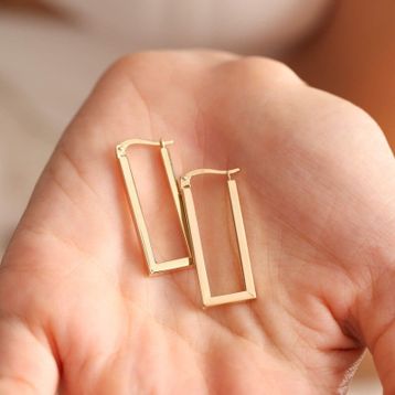 Altın Rectangle Halka Küpe