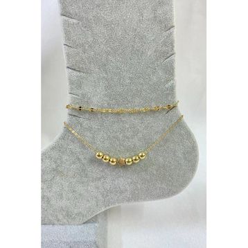 Altın Renk Küre Yıldız Model Singapur ve Sf Zincir Çelik Halhal