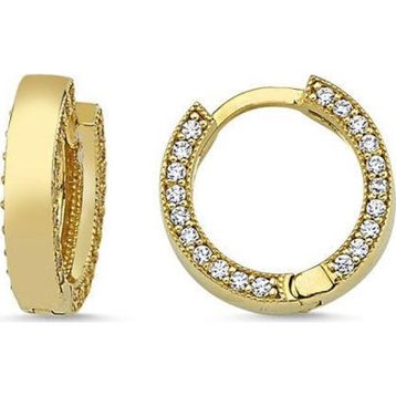 Altın Swarovski Taşlı Halka Küpe