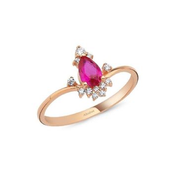 Altınbaş Pembe Taşlı Altın Yüzük