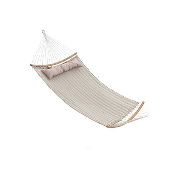 Altınoluk Hamak Oval Tahtalı Yeni Çift Kişilik Yastıklı Kumaş Bej Hamak