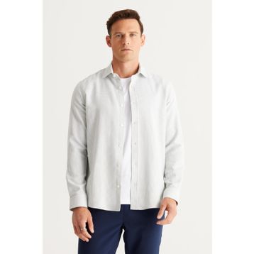 Altınyıldız Classics 4A2024100071 Yeşil Beyaz Slim Fit Klasik Yaka Erkek Gömlek