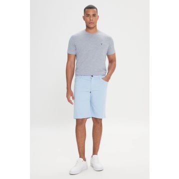 Altınyıldız Classics Erkek Acık Mavı Slim Fit Dar Kesim Yan Cepli Gofre Desenli Şort