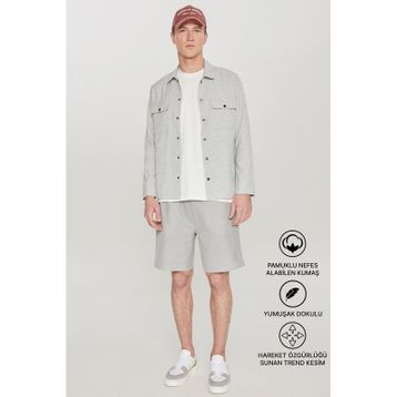 Altınyıldız Classics Erkek Sıyah Melanj Pamuklu Standart Fit Normal Kesim Beli Bağlamalı Yan Cepli Örme Şort