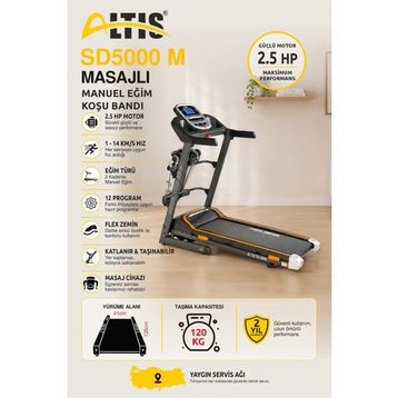 Altis SD-5000 M Masajlı Katlanabilir Koşu Bandı