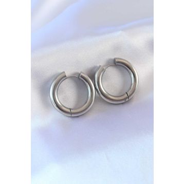AlyaStore 316L Çelik Gümüş Renk Halka Model Kadın Küpe