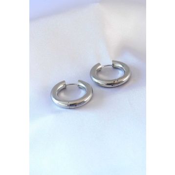 AlyaStore 316L Çelik Gümüş Renk Halka Model Kadın Küpe