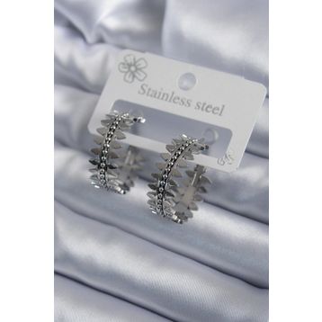 AlyaStore 316L Çelik Gümüş Renk Halka Model Kadın Küpe