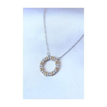 Amazeus 316L Çelik Renk Zirkon Taşlı Gold Detay Xoxo Kadın Gümüş Kolye