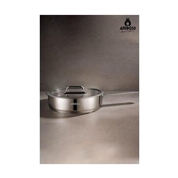 Amboss 26x6 cm Nova Paslanmaz Çelik Cam Kapaklı Tava