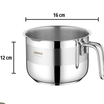 Amboss 3 Parça Saphire Paslanmaz Çelik Derin Tencere ve Sütlük Seti