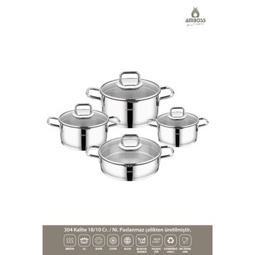 Amboss Diamond Straıner 8 Parça Tencere Seti
