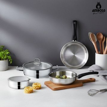 Amboss Master Class 6 Parça Paslanmaz Çelik Tencere Tava Saklama Kabı Seti