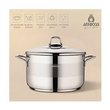 Amboss Saphire Paslanmaz Çelik 24 cm Çelik Kapaklı Derin Tencere