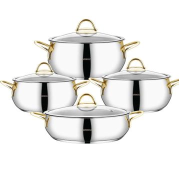 Amboss Stone Gold 8 Parça Çelik Tencere Seti