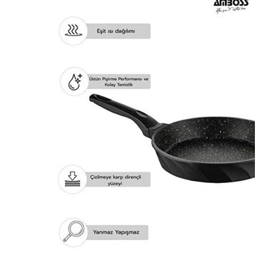 Amboss Vento 7 Parça Siyah Döküm Tencere Tava Seti