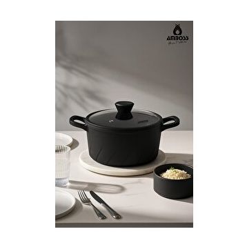 Amboss Vento Döküm Titanyum Kaplama Cam Kapaklı 20x9,5 cm Derin Tencere