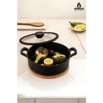 Amboss Vento Döküm Titanyum Kaplama Cam Kapaklı 26x7 cm Basık Tencere