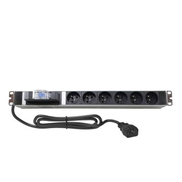AMP Connect 19" 1U 6'lı Fransız UPS On/Off Anahtarlı Kabinet Grup Prizi