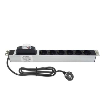 AMP Connect 19" 1U 6'lı Fransız UPS On/Off Anahtarlı Kabinet Grup Prizi