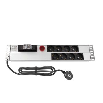 AMP Connect 19" 1U 8'li Sigortalı Volt/Amper Göstergeli Kabinet Grup Prizi