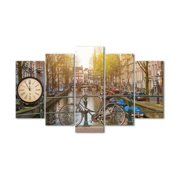 Amsterdam Kanal 5 Parçalı Kanvas Tablo