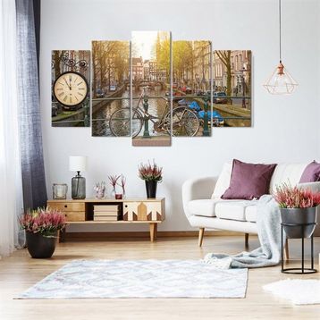 Amsterdam Kanal 5 Parçalı Kanvas Tablo