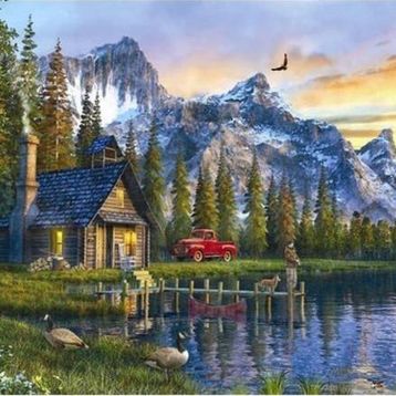 Anatolian 1024 Dağ Evinde Gün Batımı 1000 Parça Puzzle