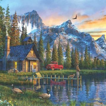 Anatolian Dağevinde Günbatımı Sunset Cabin 1000 Parça Puzzle