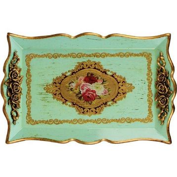 Ancel Ahşap Mavi Eskitme 38x24 cm Tepsi