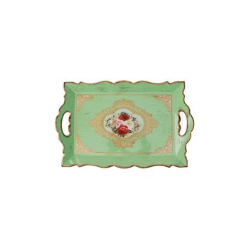 Ancel Ahşap Yeşil Eskitme 48x33 cm Tepsi