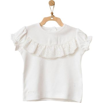 Andy Wawa AC21753 Ekru 1-3 Ay Kız Bebek Önden Fırfırlı Detaylı Beyaz T-Shirt