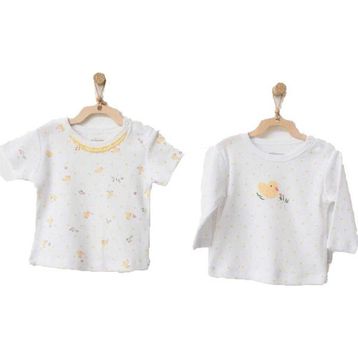 Andywawa AC21577 3 6 Ay Kız Bebek Civciv Desenli Beyaz Tshirt
