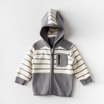Andywawa AC24157 Ecru Grey Little Zebra Bebek Ceket