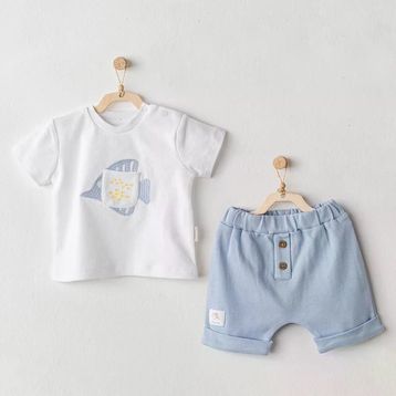 Andywawa AC8106 Gri Melanj 6-9 Ay Penguin Boys 2'li Bebek Takımı