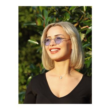 Angel Eyes B2415 Yuvarlak Tasarım Gümüş Çerceve Mavi Cam Kadın Güneş Gözlüğü