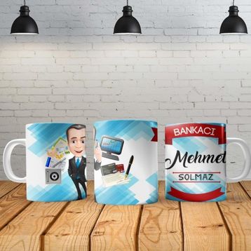 Angel Of Life Bankacı Erkek Kişiye Özel Baskılı Yeni Tasarım Kupa Bardak