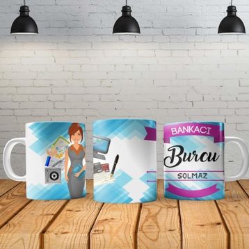 Angel Of Life Bankacı Kadın Kişiye Özel Baskılı Yeni Tasarım Sihirli Kupa Bardak