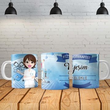 Angel Of Life Fizyoterapist Kadın Kişiye Özel Baskılı Yeni Tasarım Sihirli Kupa Bardak