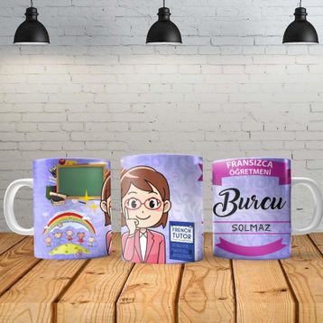 Angel Of Life Fransızca Öğretmeni Kişiye Özel Baskılı Yeni Tasarım Sihirli Kupa Bardak