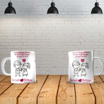 Angel Of Life I Love You 3 Kişiye Özel Baskılı Yeni Tasarım Kupa Bardak