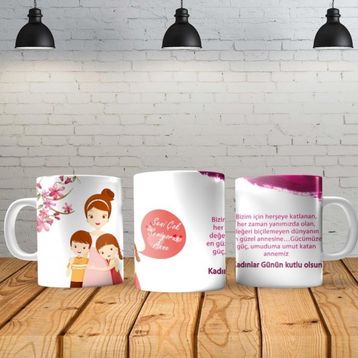 Angel Of Life Kadınlar Günü 3 Kişiye Özel Baskılı Yeni Tasarım Sihirli Kupa Bardak