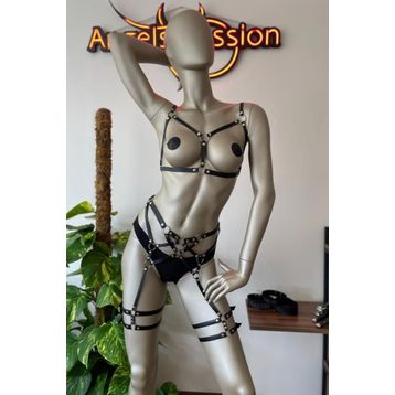 Angels Passion Erotik Deri Giyim Fantezi Harness Jartiyer Takım