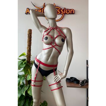 Angels Passion Fantezi, Deri Şık Jartiyer Harness Takım